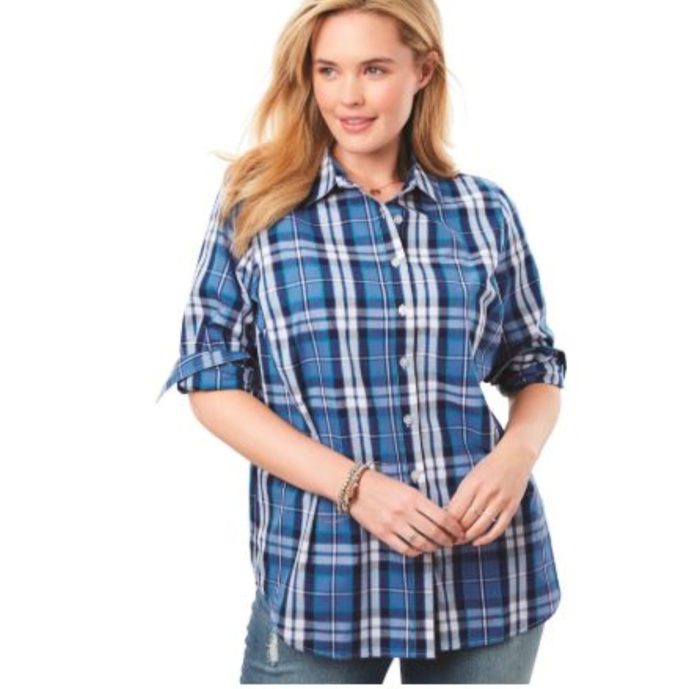 NWT 18/20 long sleeve cotton plaid shirt